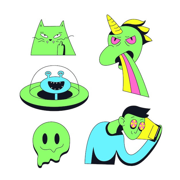 Free Vector  Funny set of lovely stickers