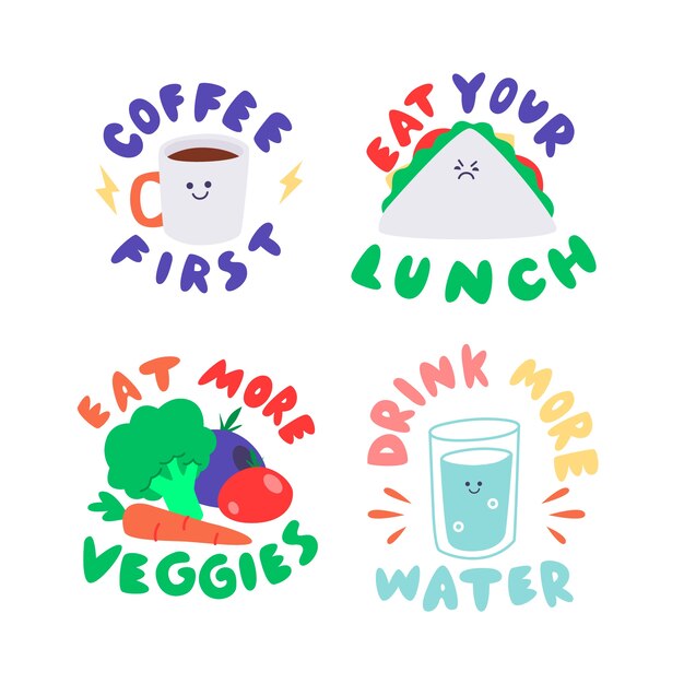 Hand drawn funny sticker collection