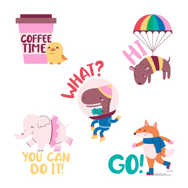 Free vector hand-drawn funny sticker collection