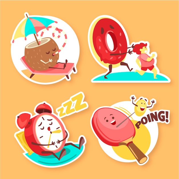 Hand-drawn funny sticker collection