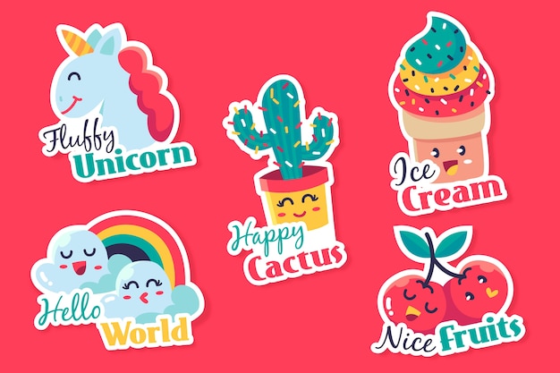 Hand drawn funny sticker collection