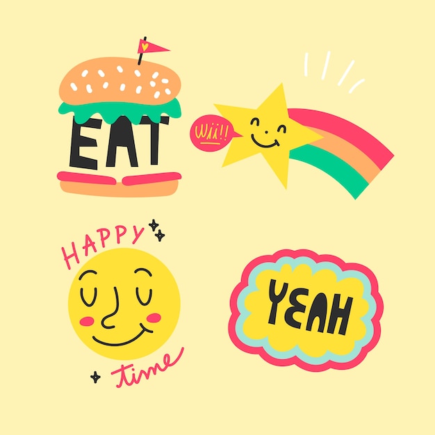 Free vector hand-drawn funny sticker collection