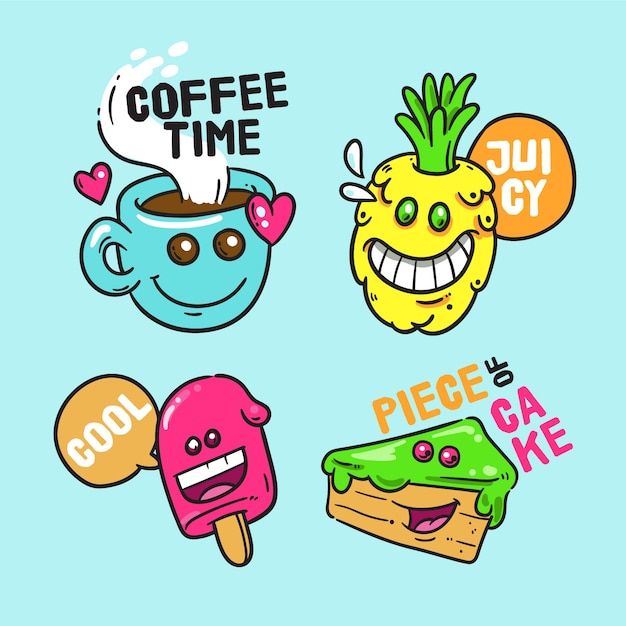 Kawaii Stickers Vector Art, Icons, and Graphics for Free Download