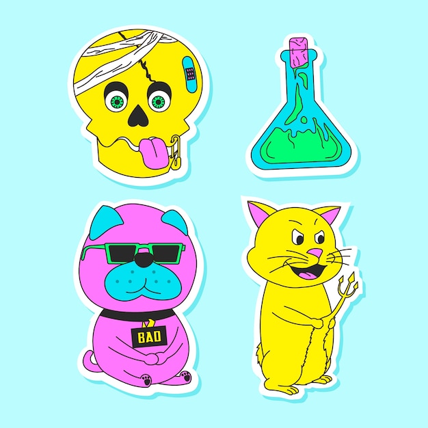 Hand drawn funny sticker collection