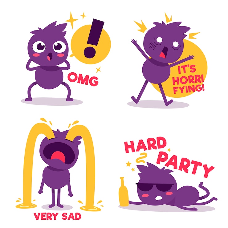 Free Vector hand-drawn funny sticker collection
