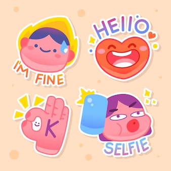 Hand drawn funny sticker pack