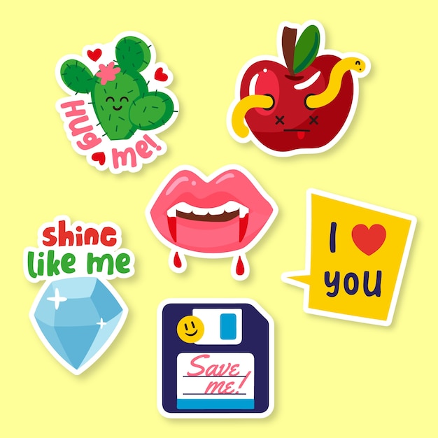 Hand-drawn funny sticker set