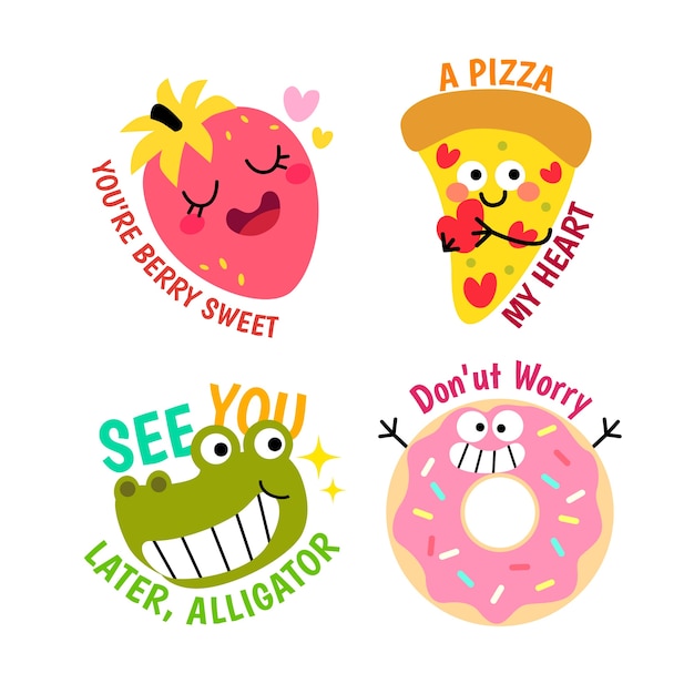 Free vector hand-drawn funny sticker set