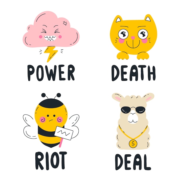 Free vector hand-drawn funny sticker set