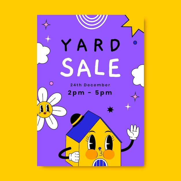 Hand drawn funny yard sale flyer