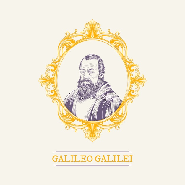 Hand drawn galileo galilei illustration