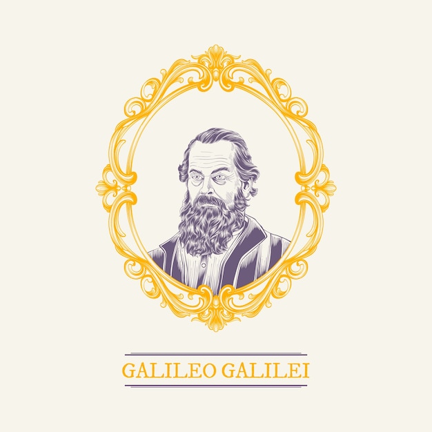 Hand drawn galileo galilei illustration