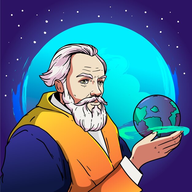 Hand drawn galileo galilei illustration