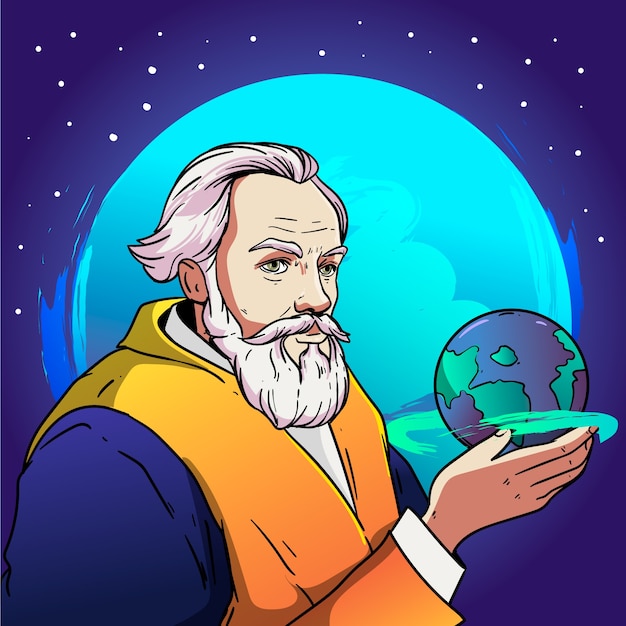 Hand drawn galileo galilei illustration