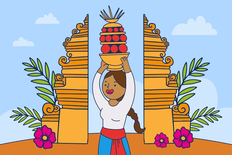 मुफ़्त वेक्टर hand drawn galungan background