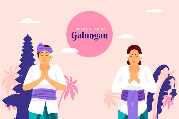 Hand drawn galungan celebration background
