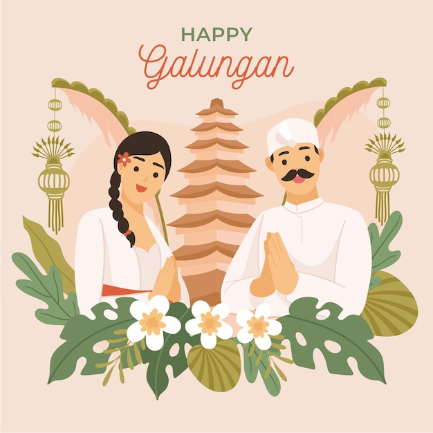 Hand drawn galungan illustration