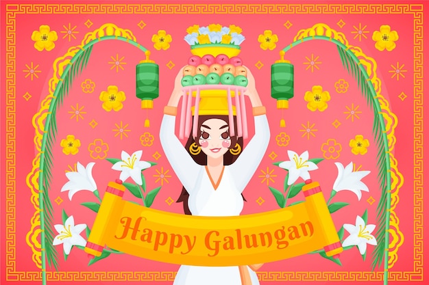 Free vector hand drawn galungan illustration