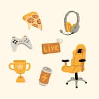 Free vector hand drawn game streamer elements collection