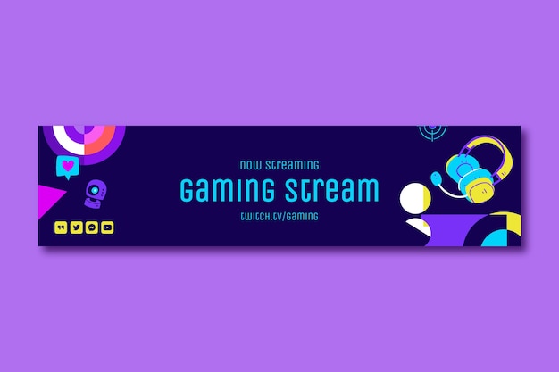 Free vector hand drawn gaming setup twitch banner