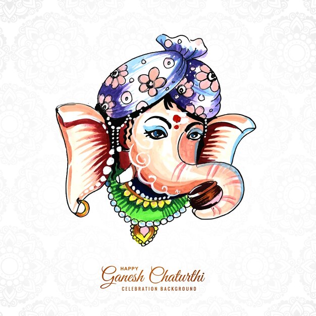 Hand drawn ganesh chaturthi beautiful card background