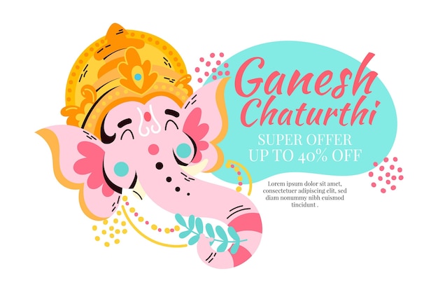 Vettore gratuito vendite disegnate a mano di chatanthi del ganesh