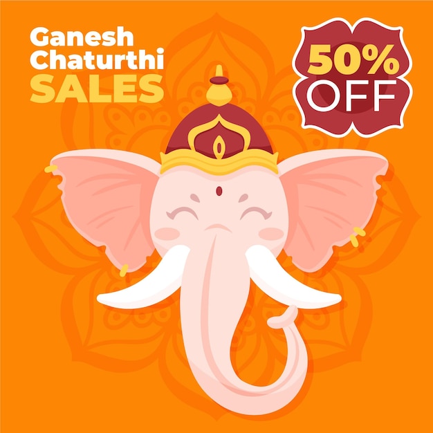 무료 벡터 손으로 그린 ganesh chaturthi 판매