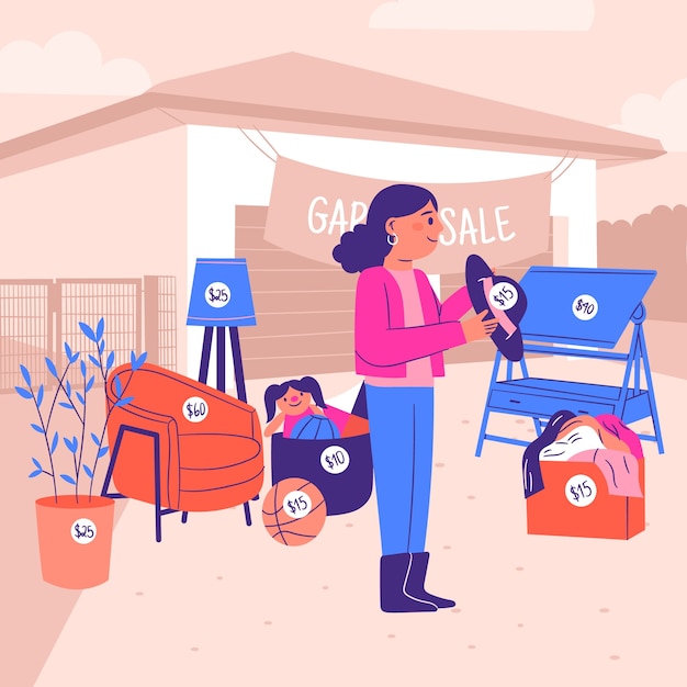 Free vector hand drawn garage sale illustration