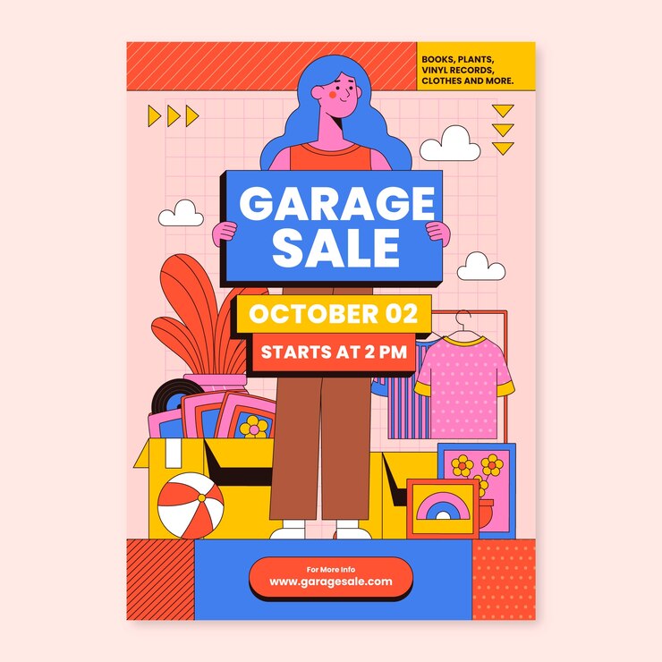 Free Vector hand drawn garage sale poster design