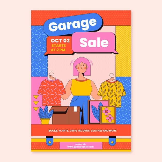 Hand drawn garage sale poster design