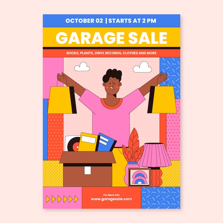 Free Vector hand drawn garage sale poster design