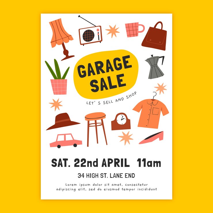 Free Vector hand drawn garage sale poster template