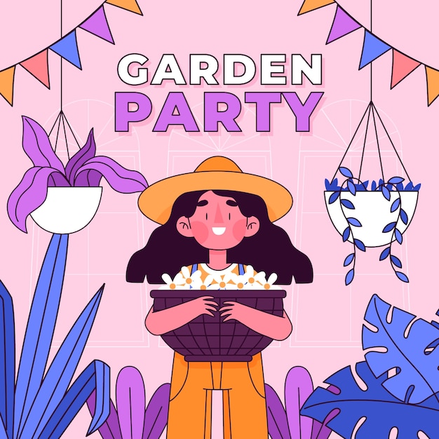 Hand drawn garden party illustration