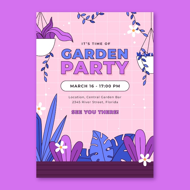 Free vector hand drawn garden party invitation