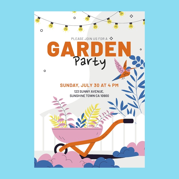 Free vector hand drawn garden party invitation