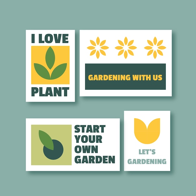 Free vector hand drawn gardening badges template