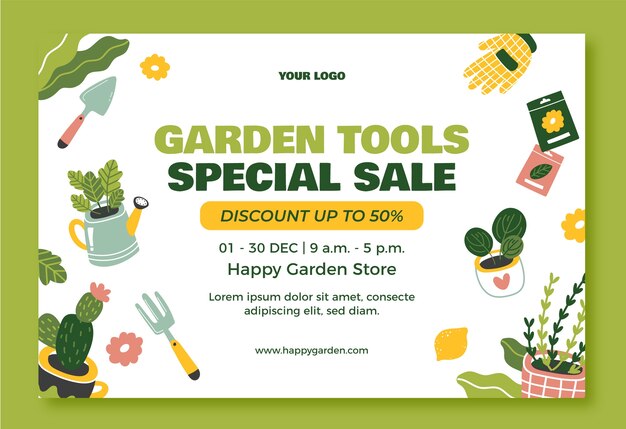 Free vector hand drawn gardening design template