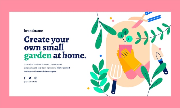 Hand drawn gardening design template