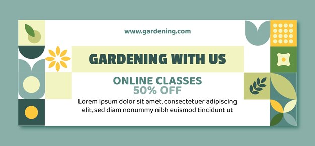 Hand drawn gardening facebook cover template
