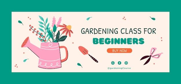 Copertina facebook di giardinaggio disegnata a mano