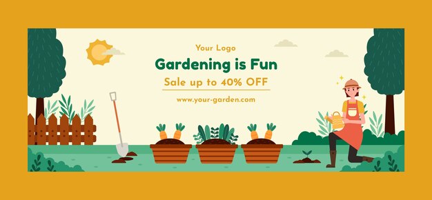 Hand drawn gardening hobby facebook cover