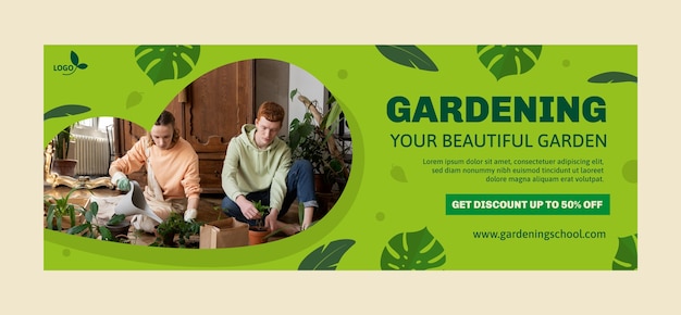 Бесплатное векторное изображение Нарисованная рукой обложка facebook для садоводства