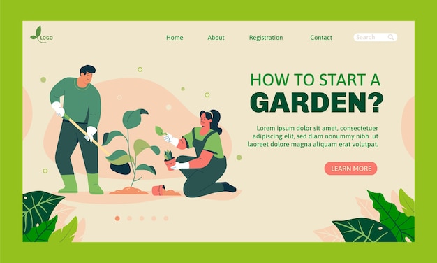 Free vector hand drawn gardening hobby landing page