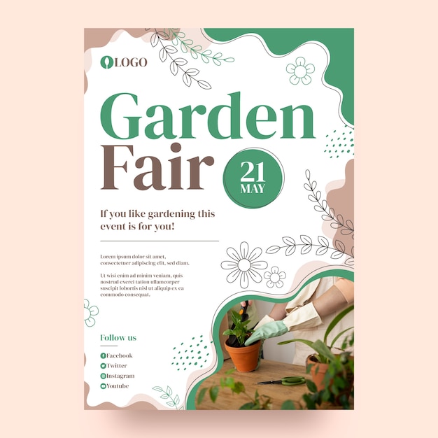 Free vector hand drawn gardening hobby poster