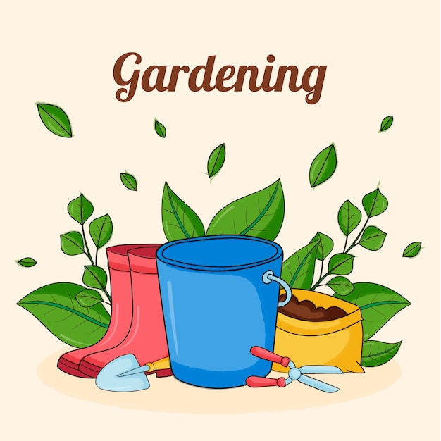 Hand drawn gardening illustration