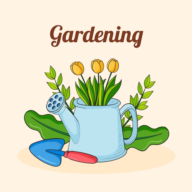 Hand drawn gardening illustration