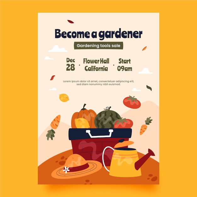 Hand drawn gardening offer poster