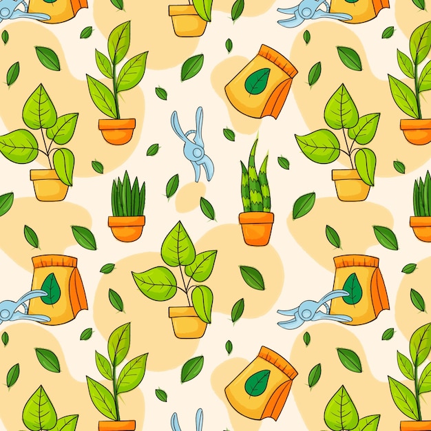 Hand drawn gardening pattern