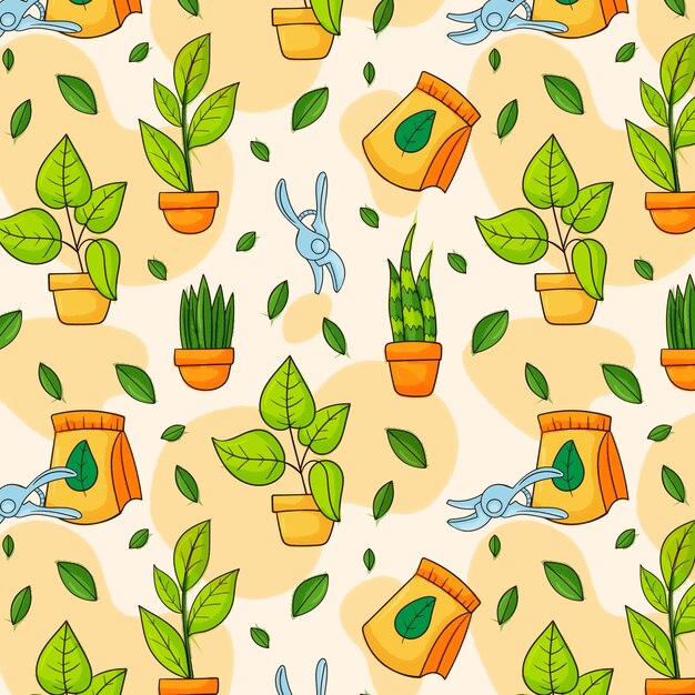 Hand drawn gardening pattern