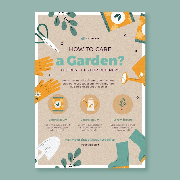 Free vector hand drawn gardening poster template